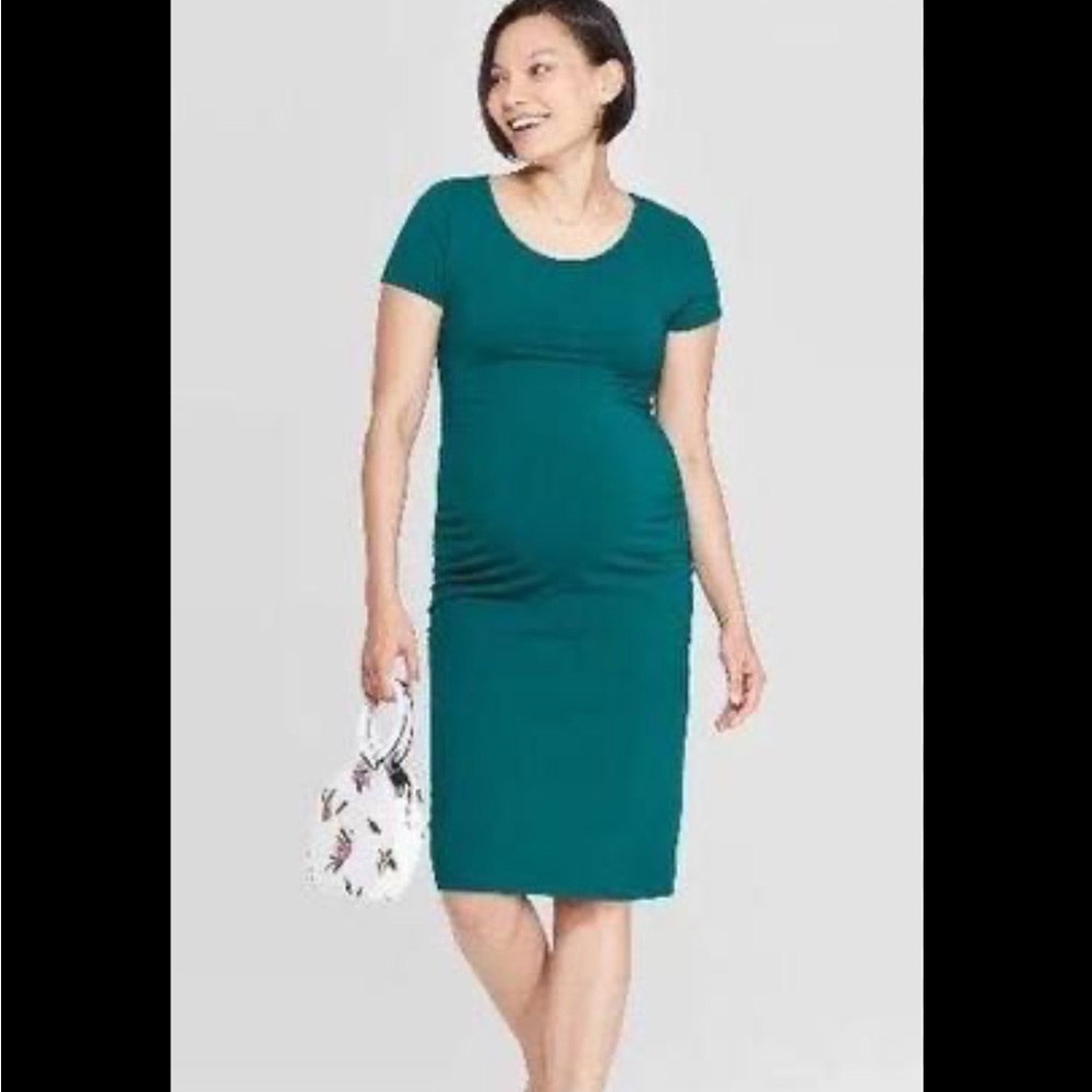EUC Isabel Maternity Solid Teal Dress